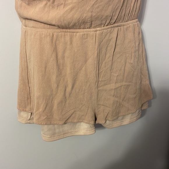 Lulus Barcelona Beauty Blush Pink Tan Embroidered Romper size S - Picture 8 of 17
